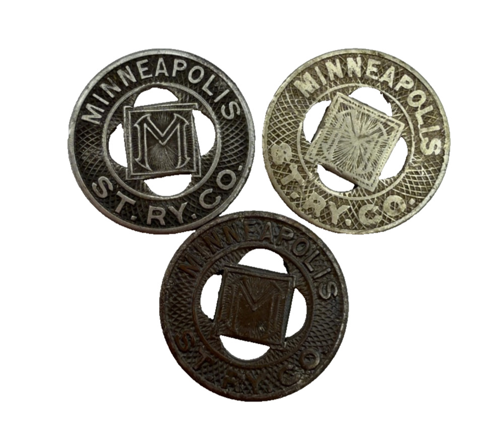 Minneapolis St Ry Co Transit Fare Tokens Lot of 3 Vintage 16.63mm